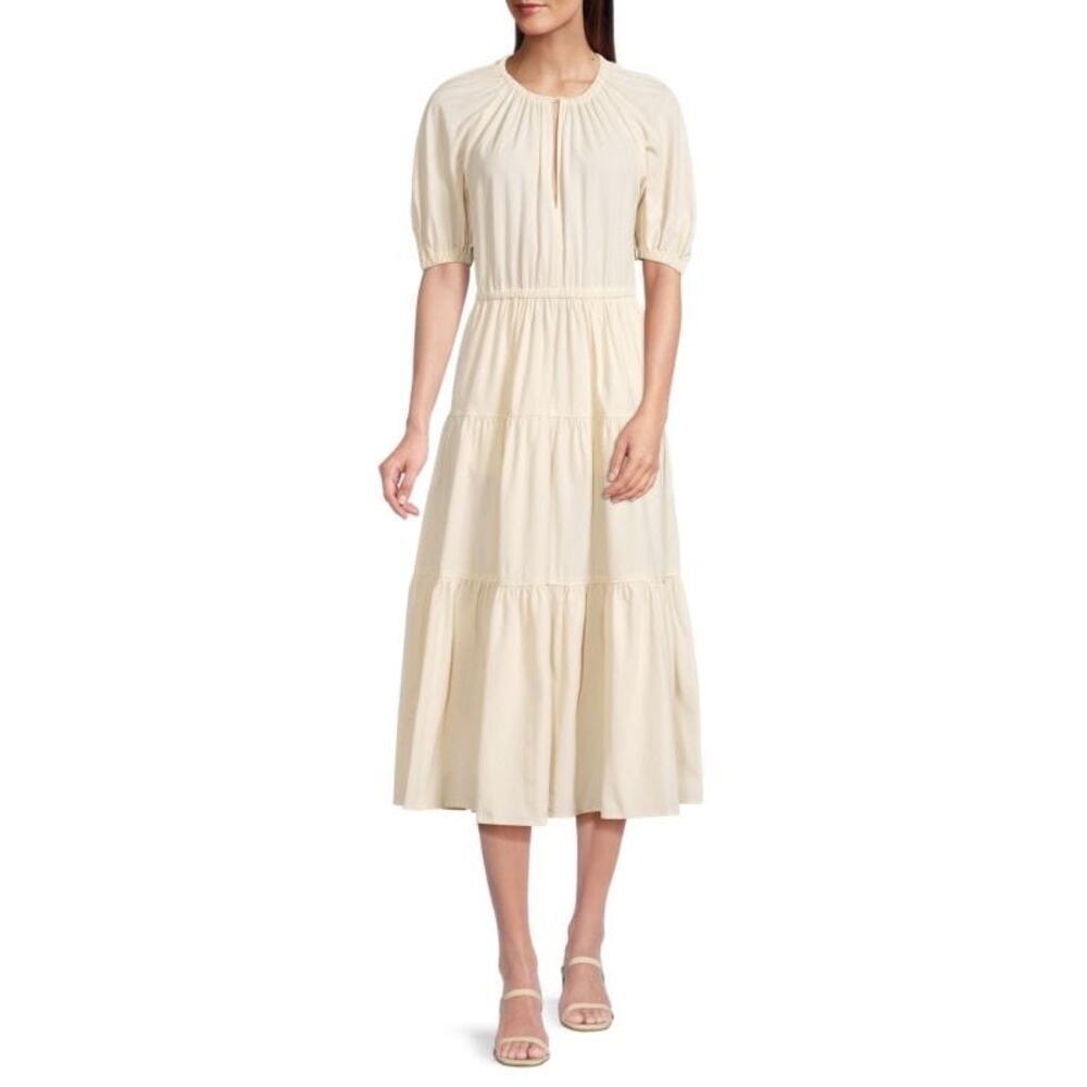 A.L.C. Mischa Tiered Midi Dress 100% Cotton in "Parchment" Cream White Size 6